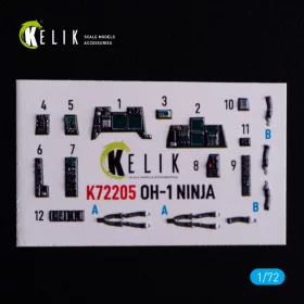   Kelik OH-1 NINJA - interior 3D decals for Aoshima kit - 3D belsőtér-részletező matricakészlet