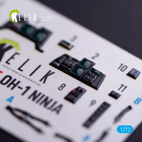 Kelik OH-1 NINJA - interior 3D decals for Aoshima kit - 3D belsőtér-részletező matricakészlet