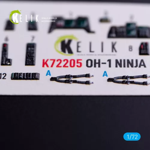 Kelik OH-1 NINJA - interior 3D decals for Aoshima kit - 3D belsőtér-részletező matricakészlet