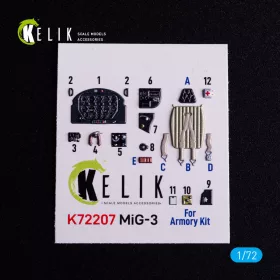   Kelik MiG-3 - interior 3D decals for Armory kit - 3D belsőtér-részletező matricakészlet