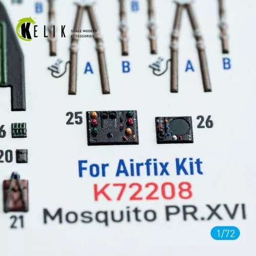 Kelik Mosquito PR.XVI - interior 3D decals for Airfix kit - 3D belsőtér-részletező matricakészlet
