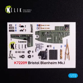   Kelik Bristol Bleninheim Mk.1 - interior 3D decals for Airfix kit - 3D belsőtér-részletező matricakészlet