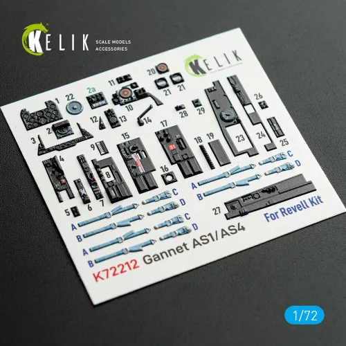 Kelik Gannet AS1/AS4 - interior 3D decals for Revell kit - 3D belsőtér-részletező matricakészlet