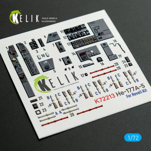 Kelik He-177A-5 - interior 3D decals for Revell kit - 3D belsőtér-részletező matricakészlet
