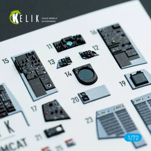 Kelik F-14A Tomcat - interior 3D decals for HobbyBoss kit - 3D belsőtér-részletező matricakészlet