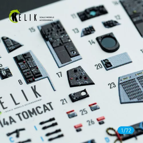 Kelik F-14A Tomcat - interior 3D decals for HobbyBoss kit - 3D belsőtér-részletező matricakészlet