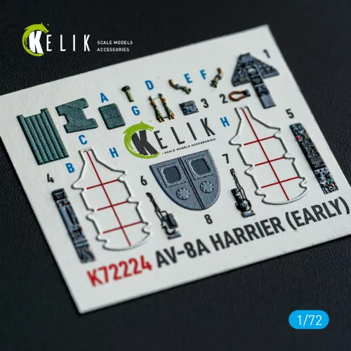 Kelik AV-8A Harrier (early) - interior 3D decals for Italeri kit - 3D belsőtér-részletező matricakészlet
