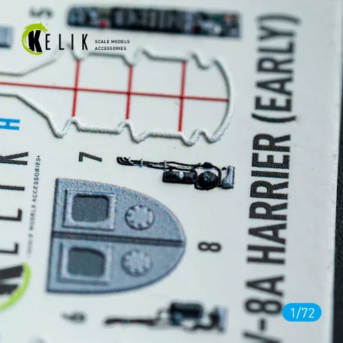 Kelik AV-8A Harrier (early) - interior 3D decals for Italeri kit - 3D belsőtér-részletező matricakészlet