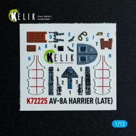   Kelik AV-8A Harrier (late) - interior 3D decals for Italeri kit - 3D belsőtér-részletező matricakészlet