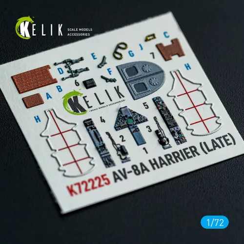 Kelik AV-8A Harrier (late) - interior 3D decals for Italeri kit - 3D belsőtér-részletező matricakészlet