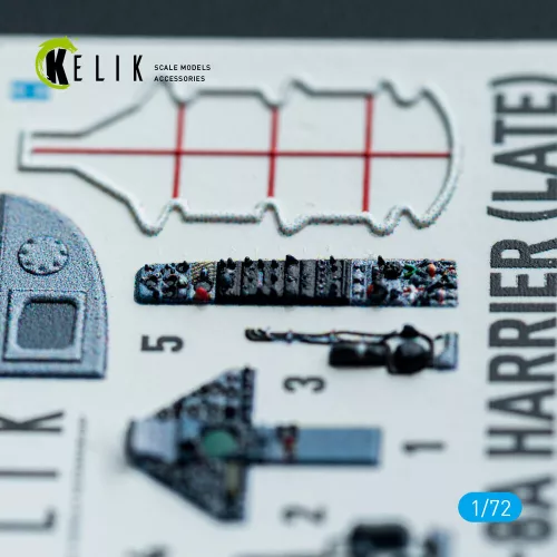 Kelik AV-8A Harrier (late) - interior 3D decals for Italeri kit - 3D belsőtér-részletező matricakészlet