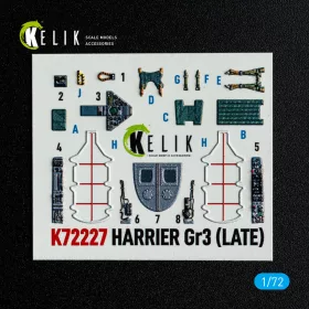   Kelik Harrier Gr3 (Late)- interior 3D decals for Italeri kit - 3D belsőtér-részletező matricakészlet