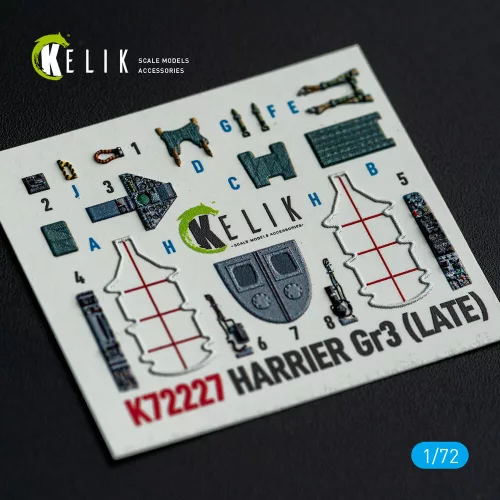 Kelik Harrier Gr3 (Late)- interior 3D decals for Italeri kit - 3D belsőtér-részletező matricakészlet