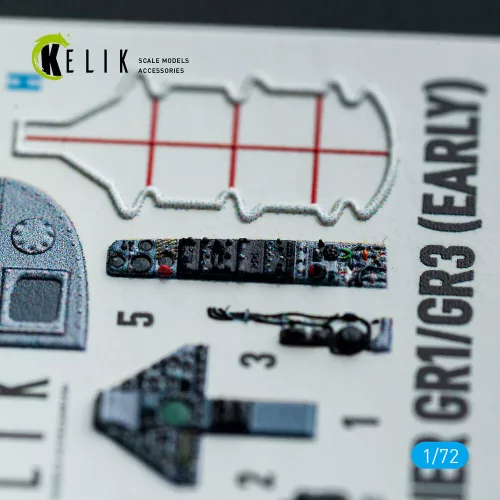 Kelik Harrier Gr1/Gr3 (Early) - interior 3D decals for Italeri kit - 3D belsőtér-részletező matricakészlet