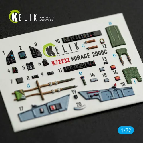 Kelik Mirage-2000C - interior 3D decals for DreamModel kit - 3D belsőtér-részletező matricakészlet