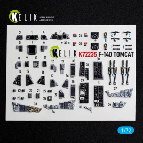   Kelik F-14D Tomcat - interior 3D decals for Tamiya - 3D belsőtér-részletező matricakészlet