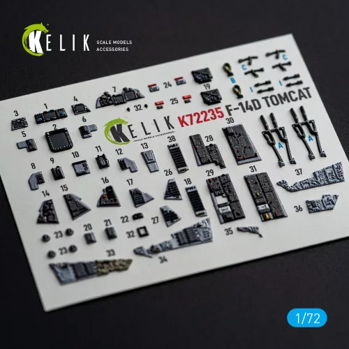Kelik F-14D Tomcat - interior 3D decals for Tamiya - 3D belsőtér-részletező matricakészlet