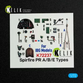   Kelik Spitfire PR A/B/E Types - interior 3D decals for IBG Models kit - 3D belsőtér-részletező matricakészlet