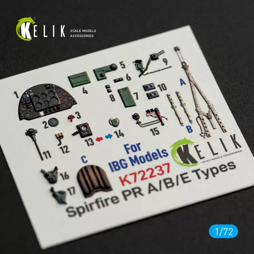 Kelik Spitfire PR A/B/E Types - interior 3D decals for IBG Models kit - 3D belsőtér-részletező matricakészlet