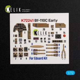   Kelik Bf-110C Early - interior 3D decals for Eduard - 3D belsőtér-részletező matricakészlet