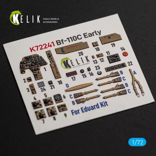 Kelik Bf-110C Early - interior 3D decals for Eduard - 3D belsőtér-részletező matricakészlet