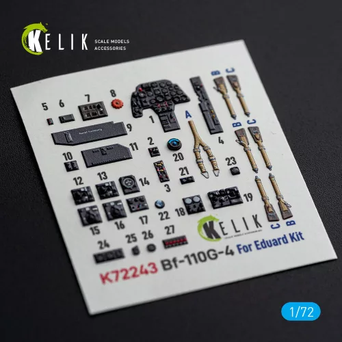 Kelik Bf-110G-4- interior 3D decals for Eduard - 3D belsőtér-részletező matricakészlet