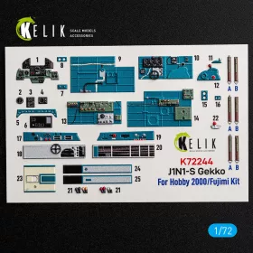   Kelik J1N1-S Gekko - interior 3D decals for Fujimi / Hobby 2000 - 3D belsőtér-részletező matricakészlet, Fujimi/Hobby 2000 makettekhez