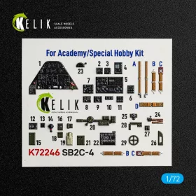  Kelik SB2C-4 - interior 3D decals for Academy / Special Hobby - 3D belsőtér-részletező matricakészlet