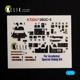   Kelik SB2C-5 - interior 3D decals for Academy / Special Hobby - 3D belsőtér-részletező matricakészlet