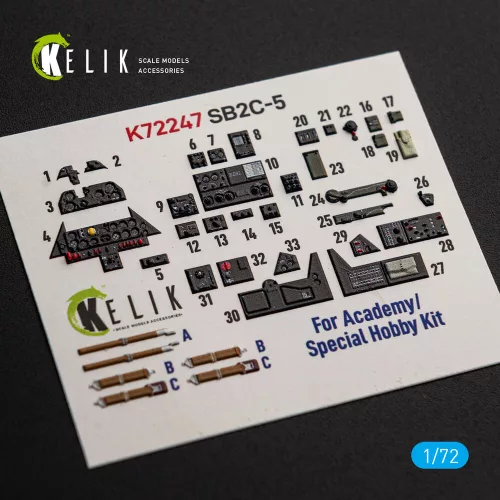 Kelik SB2C-5 - interior 3D decals for Academy / Special Hobby - 3D belsőtér-részletező matricakészlet