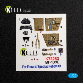   Kelik Bf-109 E - interior 3D decals for Special Hobby / Eduard - 3D belsőtér-részletező matricakészlet, Special Hobby/Eduard makettekhez
