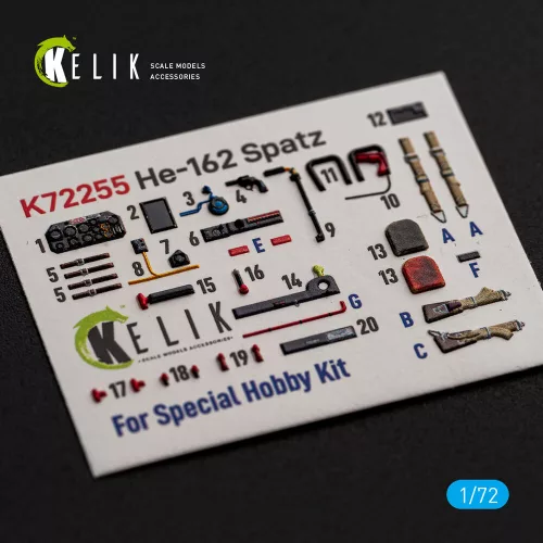 Kelik He-162 Spatz - interior 3D decals for Special Hobby - 3D belsőtér-részletező matricakészlet