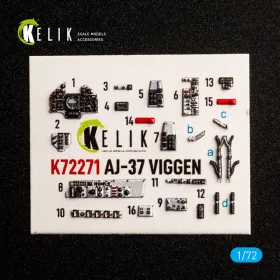   Kelik AJ-37 Viggen - interior 3D decals for Special Hobby - 3D belsőtér-részletező matricakészlet