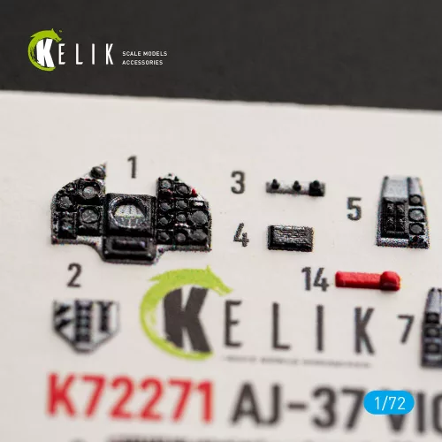 Kelik AJ-37 Viggen - interior 3D decals for Special Hobby - 3D belsőtér-részletező matricakészlet