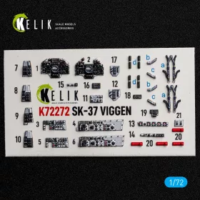   Kelik SK-37 Viggen - interior 3D decals for Special Hobby - 3D belsőtér-részletező matricakészlet