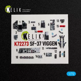   Kelik SF-37 Viggen - interior 3D decals for Special Hobby - 3D belsőtér-részletező matricakészlet