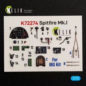   Kelik Spitfire Mk.I - interior 3D decals for IBG - 3D belsőtér-részletező matricakészlet