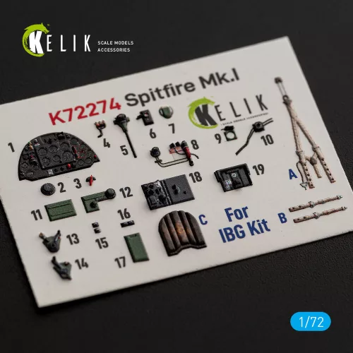 Kelik Spitfire Mk.I - interior 3D decals for IBG - 3D belsőtér-részletező matricakészlet
