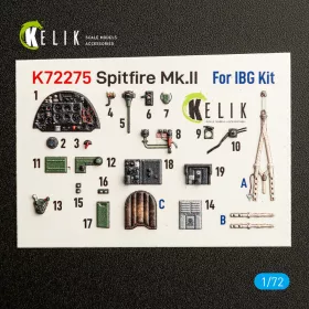   Kelik Spitfire Mk.II - interior 3D decals for IBG - 3D belsőtér-részletező matricakészlet