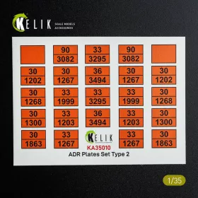   Kelik ADR Plates Set Type 2 - Decal for models - ADR veszélyességi táblák – 2. típus, matricakészlet