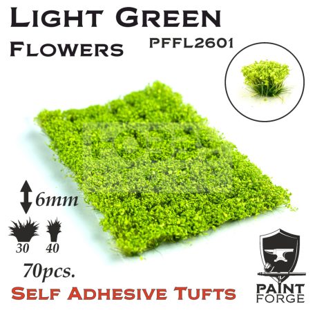 Paint Forge Light Green Flowers 6 mm-es realisztikus virágcsomók diorámákhoz-figurákhoz (70 db) PFFL2601