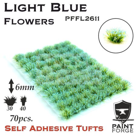 Paint Forge Light Blue Flowers 6 mm-es realisztikus virágcsomók diorámákhoz-figurákhoz (70 db) PFFL2611