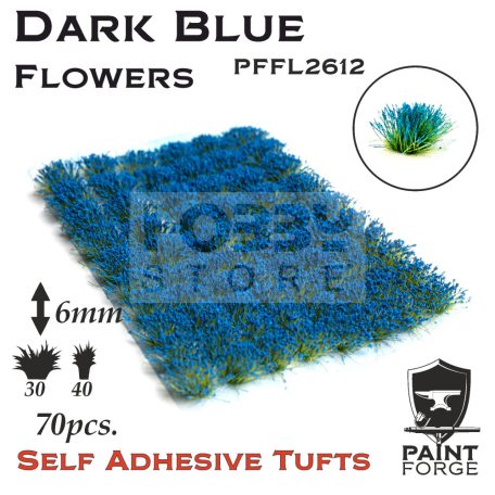 Paint Forge Dark Blue Flowers 6 mm-es realisztikus virágcsomók diorámákhoz-figurákhoz (70 db) PFFL2612