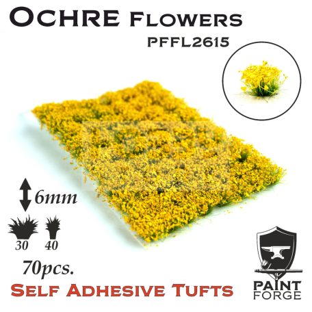 Paint Forge Ochre Flowers 6 mm-es realisztikus virágcsomók diorámákhoz-figurákhoz (70 db) PFFL2615