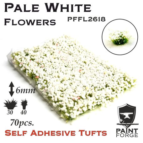 Paint Forge Pale White Flowers 6 mm-es realisztikus virágcsomók diorámákhoz-figurákhoz (70 db) PFFL2618