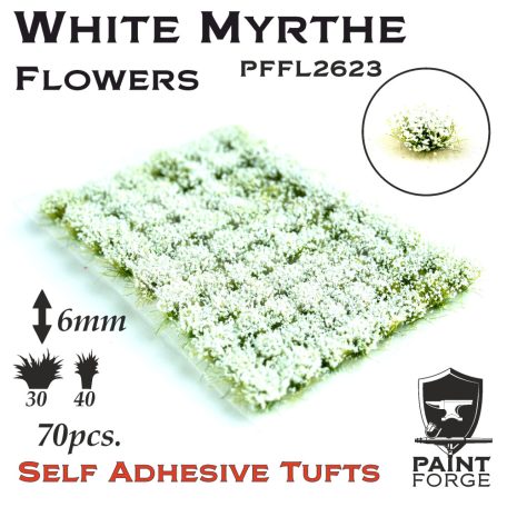 Paint Forge White Myrthe 6 mm-es realisztikus virágcsomók diorámákhoz-figurákhoz (70 db) PFFL2623