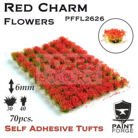 Paint Forge Red Charm 6 mm-es realisztikus virágcsomók diorámákhoz-figurákhoz (70 db) PFFL2626