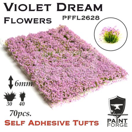 Paint Forge Violet Dream  6 mm-es realisztikus virágcsomók diorámákhoz-figurákhoz (70 db) PFFL2628