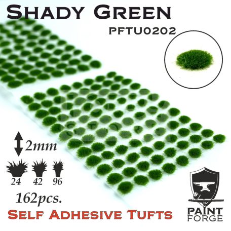Paint Forge Shady Green 2 mm-es realisztikus növényzet diorámákhoz-figurákhoz (162 db) PFTU0202
