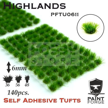 Paint Forge Highlands 6 mm-es realisztikus növényzet diorámákhoz-figurákhoz (140 db) PFTU0611